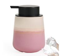 Autumnlife Foaming Soap Dispenser Pink - 12oz Foam Hand Soap Dispenser Bathroom, Ceramic Dish Soap Modern Dish Soap Pump Dispenser for Kitchen, Beige & Pink