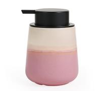 Autumnlife Soap Dispenser Ceramic - 12oz Refillable Hand Lotion Dispenser Bathroom, Modern Pink Liquid Soap Dispenser with Pump, Dish Soap Dispenser for Kitchen, Beige & Pink