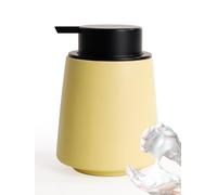 Autumnlife Soap Dispenser Ceramic Foam Soap Dispenser, Yellow Washing Up Liquid Dispenser Kitchen with Large Pump Head, Refillable Foam Dispenser Matt Soap Dispenser for Kitchen, Bathroom - 400 ml