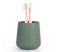 Autumnlife Toothbrush Holder Ceramic, 12 oz Bathroom Toothbrush Cup Green Mouthwash Holder, Reusable Toothbrush Holders for Toothbrush and Toothpaste, Matte Green