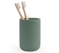 Autumnlife Toothbrush Holder Ceramic, 12 oz Green Mouthwash Cup Bathroom Tumbler for Vanity Countertop, Bathroom Organiser for Toothbrush, Toothpaste, Cosmetic, Pencils, Matte Green