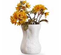 Autumnlife White Ceramic Vase, 6.3 Inch Flower Vase Home Decor Modern Decorative Vases for Bouquet, Round Vases for Farmhouse Living Room Cabinet Table Centerpieces Wedding Decorations