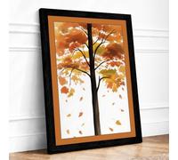 Autumn's Drift Botanical Framed Wall Art Print A4 (29.7×21cm) Black, Wall Decor for Living Room, Bedroom, Office & Home, Ready to Hang, Art Gift