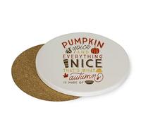Autumn's Embrace, Pumpkin Spice and Everything Nice, Coffee, Tea, Drink Coaster (Round Ceramic Coaster)