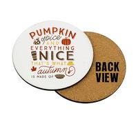 Autumn's Embrace, Pumpkin Spice and Everything Nice, Coffee, Tea, Drink Coaster (Round Coaster MDF)