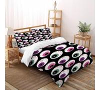 AutumnWinds Devil's Eye Bedding Set Digital Printe Halloween Ghostface Duvet Cover Set Microfiber Quilt Cover Suitable for Family,couple,children with Pillow Double（200x200cm）