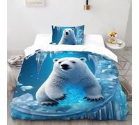 AutumnWinds Polar Bear Spring Cheer Bedding Set - 2-Piece Queen Size Ice And Snow World, Washed Cotton, Soft & Comfortable Single（135x200cm）