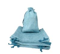 Autupy 20pcs 3.9 x 5.5 Inch Burlap Gift Bag with Drawstring, Small Blue Pouch, Linen Gift Bags Jewelry Pouches Sacks for Wedding Party and DIY Crafts
