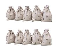 Autupy 5.5"x 3.9" 20Pcs Flower Burlap Bags with Drawstring Packaging Jewelry Pouches DIY Craft Wedding Party