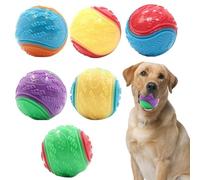 AUTUUCKEE Squeaky Dog Balls, 6 Pcs, Durable Dog Toy Balls, Teeth Cleaning, Anxiety Relief, Interactive Play, Adult Dogs, All Breed Sizes