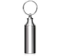Autuveen Keychain Pill Holder Small Pill Box,Titanium Single Pill Container Pocket Pill Case for Men Women,EDC Metal Bottle for Outdoor Travel
