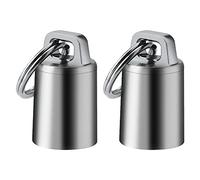 Autuveen Keychain Pill Holder,Titanium Small Pill Case Box for Purse Pocket,Travel Pill Container Waterproof Bottle for Outdoor Camping(2PCS)