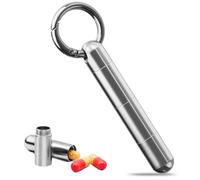 Autuveen Keychain Pill Holder,Titanium Small Pill Case Keychain Pill Container,EDC Daily 3 Compartments Pill Bottle for Bag/Pocket/Purse/Wallet