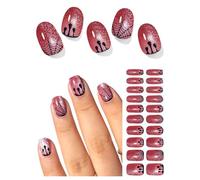 AutyaMee Semi Cured Gel Nail Strips (Blood Drip Cat Eye), Halloween, Spider Web, 20 Pcs Gel Nail Wraps, Stickers, UV Light Required, Salon Quality