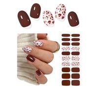 AutyaMee Semi Cured Gel Nail Strips (Dark Brown Leopard), 20 Pcs Gel Nail Wraps, Stickers, Salon Quality, Works with Any UV Lamps