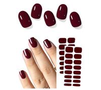 AutyaMee Semi Cured Gel Nail Strips (Deep Red), 20 Pcs Gel Nail Wraps, Stickers, Salon Quality, Long Lasting, Works with Any UV Lamps