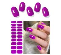 AutyaMee Semi Cured Gel Nail Strips (Purple Grape), 20 Pcs Gel Nail Wraps, Stickers, UV Light Required, Salon Quality, Long Lasting