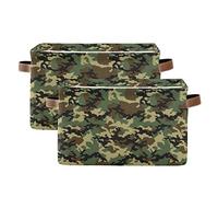 AUUXVA Ombra Storage Basket Military Army Camouflage Pattern Storage Cube Box Durable Canvas Collapsible Toy Basket Organizer Bin with Handles for Shelf Closet Bedroom Home Office