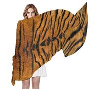 AUUXVA Tiger Print Women Silk Scarf Tiger Pattern Lightweight Long Soft Chiffon Shawl Wrap Neck Scarves Muffler for Ladies Girls Men, Multi