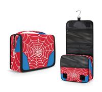 AUUXVA Toiletry Bag for Kids Hanging Waterproof Cosmetic Organizer Makeup Bag for Girls Shower Wash Bag with Hanging Hook Toiletry Bag Storage Bag, Red Spider Web, 9x4x8.27 in, Hanging Toiletry Bag