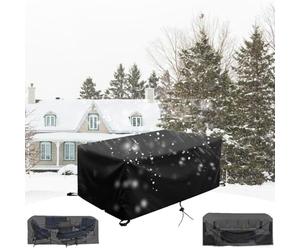 AUUZPI Garden Furniture Cover 270x140cm Table Cover Waterproof Anti-UV Rain Snow Dust Wind-Proof Patio Table Cover Rectangle For Rattan Set, Sofa Table Chair Set Cover Black 270xL140Wx74Hcm