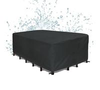AUUZPI Outdoor Rattan Furniture Covers Waterproof 240x204cm Outdoor Table Covers Waterproof 240x204x80cm/LxWxH Oxford Polyester Black Rectangle Shape Protective Cover Anti-UV, No Tear