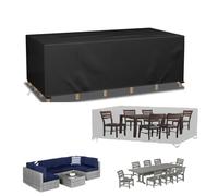 AUUZPI Waterproof Garden Furniture Cover,Anti-UV, Tear-Resistant, Furniture Covers Waterproof 270x150x80cm/LxWxH Black 420d Heavy Duty Oxford Fabric Outdoor Patio Rattan Sofa Table Chair Set Cover