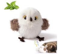 Auveach Flying Bird Cat Toy, 2026 Flappy Chirping Bird Cat Toy 3 Modes Touch Activated, USB Rechargeable Cat Toys Interactive with Catnip for Indoor Cats Kitten Adult (White)