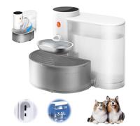 Auveach Wireless Cat Dog Water Fountain with 3 Levels of Time Interval and Volume 3.5L Cat Water Dispenser Type C Charging Pour-Over Automatic Drain No Filters Required (304 Stainless Steel)