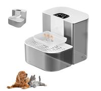 Auveach Wireless Cat Water Fountain with Heated Ceramic Bowl Constant 28°C 4.5L Cat Water Dispenser - 3 Levels of Time Interval and Volume No Filters Required Ultra Quiet (White)