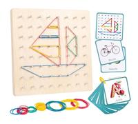 Auvewilo Wooden Geoboard with Rubber Bands, Montessori STEM Educational Toy for Kids Ages 3+, Fine Motor Skills & Shape Recognition, Preschool Learning Gift