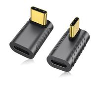 AuviPal 240W USB C 90 Degree Adapter (Two Styles), Type C Male to Female Right Angle Connector for Steam Deck, Meta Quest, MacBook, iPad, Tablet & Phone and More - Space Gray