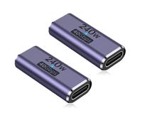AuviPal 240W USB C Coupler (2 Pack), USB Type C Female to Female Adapter Extender Compatible with Thunderbolt 4/3 Support up to 240W Charging, 40Gbps Data Transfer and 8K@60Hz Video