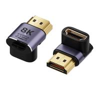 AuviPal 8K@60Hz HDMI Angled Adapter (2 Pack), Up and Down 90° & 270° Right Angle HDMI 2.1 Extender, L-Shape Male to Female Connector, Purple Aluminium Alloy