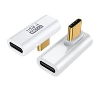 AuviPal 90 Degree USB C Adapter (2 Pack), L Shape Left and Right USB Type C Connector for Meta Quest, MacBook, iMac, iPad, iPhone 16 15 Series and Other Type C or Thunderbolt 4/3 Devices - White
