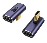 AuviPal 90 Degree USB C Adapter (2 Pack), L Shape Left and Right USB Type C Connector for Meta Quest, MacBook, iMac, iPad, iPhone 16 15 Series and Other Type C or Thunderbolt 4/3 Devices - Purple
