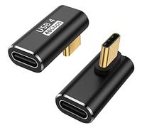AuviPal 90 Degree USB C Adapter (2 Pack), L Shape Left and Right USB Type C Connector for Meta Quest, MacBook, iMac, iPad, iPhone 16 15 Series and Other Type C or Thunderbolt 4/3 Devices - Black