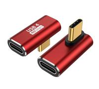 AuviPal 90 Degree USB C Adapter (2 Pack), L Shape Left and Right USB Type C Connector for Meta Quest, MacBook, iMac, iPad, iPhone 16 15 Series and Other Type C or Thunderbolt 4/3 Devices - Red