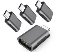 AuviPal Upgrade 10Gbps USB C to USB 3.0 OTG Adapter (4 Pack), USB Type C Male to USB A Female, Thunderbolt 4/3 to USB Converter for MacBook Pro/Air, iPad, iMac and More Type C Devices - Space Grey