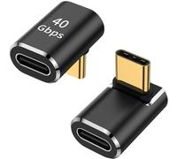 AuviPal USB C 90 Degree Adapter (2 Pack), Up and Down Right Angle L Shape USB Type C Male to Female Connector for Steam Deck, ROG Ally, MacBook, Tablet, Phone and More - Black