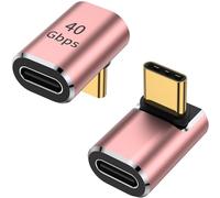 AuviPal USB C 90 Degree Adapter (2 Pack), Up and Down Right Angle L Shape USB Type C Male to Female Connector for Steam Deck, ROG Ally, MacBook, Tablet, Phone and More - Rose Gold