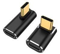 AuviPal USB C 90 Degree Adapter (Two Styles), USB Type C Right Angle Extender Connector for Steam Deck, Meta Quest, MacBook, Smart Tablet & Phone and More - Black