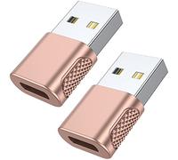 AuviPal USB C Female to USB Male Adapter 2 Pack, USB Type C Cable to USB A Charger Converter for Apple Watch Ultra SE Series 8 7, iPhone 14 13 12 11 Pro Max Plus, AirPods, iPad and More - Rose Gold