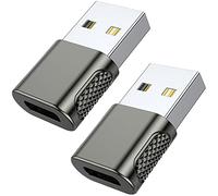 AuviPal USB C Female to USB Male Adapter 2 Pack, USB Type C Cable to USB A Charger Converter for Apple Watch, iPhone 14 13 12 Max Plus, AirPods, iPad and More - Space Grey
