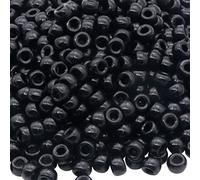 Auvoau 1000Pcs Black Plastic Barrel Pony Beads for Jewelry Making, Hair Beads, Key Chain, DIY Crafts