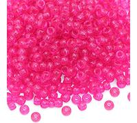 Auvoau 1000Pcs Pony Beads Bracelet 9mm Hot Pink Glitter Plastic Barrel Pony Beads for Necklace,Hair Beads for Braids,Key Chain,Jewelry Making (Hot Pink Glitter)