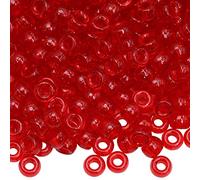 Auvoau 1000Pcs Pony Beads Bracelet 9mm Red Glitter Plastic Barrel Pony Beads for Necklace,Hair Beads for Braids,Key Chain,Jewelry Making (Red Glitter)