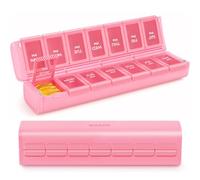 AUVON Innovative Foldable Weekly Pill Organiser 2 Times a Day with Large Capacity, Pill Box 7 Day AM PM with Dual Protection, User-Friendly Travel Tablet Organiser for Medications, Fish Oils, Vitamins