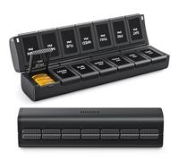 AUVON Innovative Foldable Weekly Pill Organiser 2 Times a Day with Large Capacity, Pill Box 7 Day AM PM with Dual Protection, User-Friendly Travel Tablet Organiser for Medications, Fish Oils, Vitamins