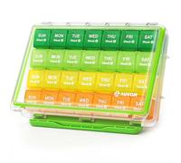 AUVON Monthly Pill Box Organiser Moistureproof, Large 28 Days Pill Box with Removable 4 Weeks Tablet Organiser Rows, Travel-Friendly Me for Fish Oils, Vitamins, Supplements and Medications